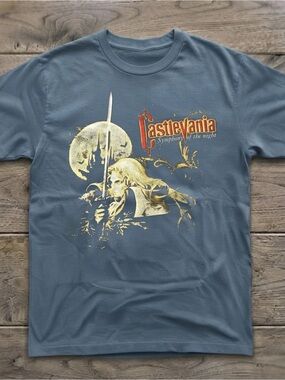 Symphony of the Night Graphic Gildan T-shirt Slate Blue Top